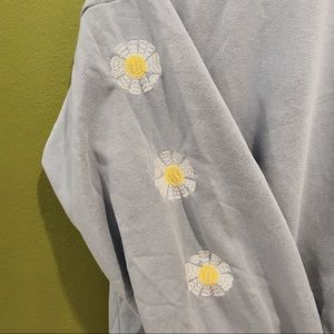 Daisy-embroidered Oversized Zip-up Hoodie